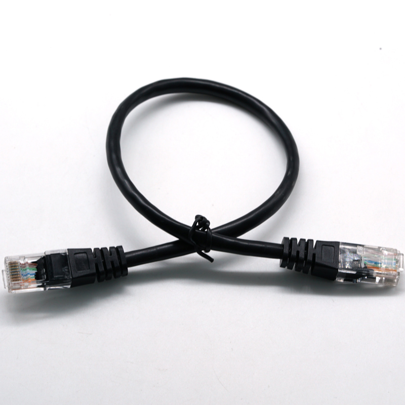 RJ45 8PIN Tête Transparente 24/26AWG Câble Réseau Ethernet Noir Câble LAN Faisceau De Fils Électriques